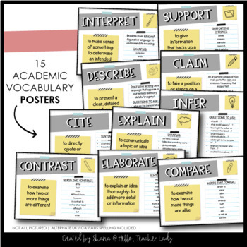 Test Prep Vocabulary Posters + Student Reference Page | Academic Vocabulary List