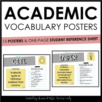 Preview of Test Prep Vocabulary Posters + Student Reference Page | Academic Vocabulary List