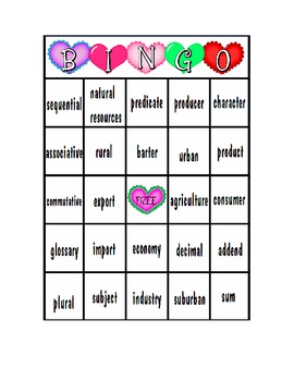 Preview of Academic Vocabulary Sweet Treat Bingo for Third Grade