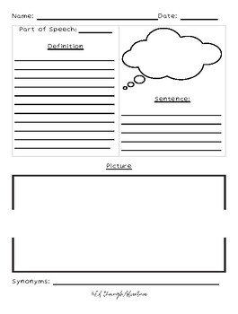 Preview of Academic Vocabulary Template- Freebie