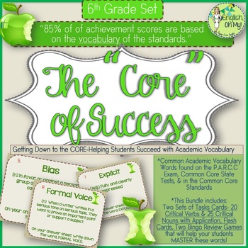 Preview of Academic Vocabulary-The Core of 6th Grade Success-Task Cards and Flash Cards