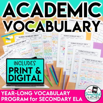 Preview of Academic Vocabulary Unit: Year-long vocab program with activities & quizzes