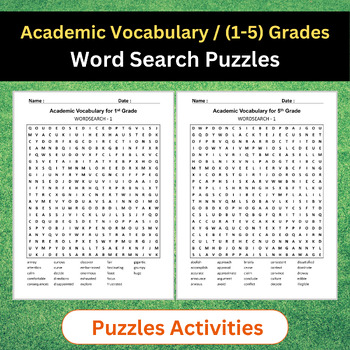 Preview of Academic Vocabulary | Word Search Puzzles Activities | Elementary School