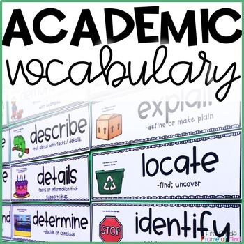 Preview of Academic Vocabulary Word Wall cards with pictures