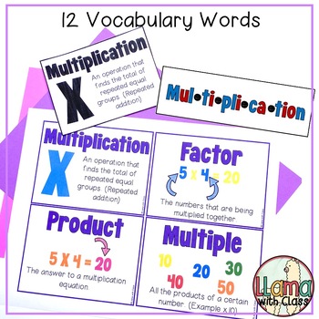 Multiplication and Division Vocabulary Cards and Word Work Activities