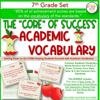 Preview of Academic Vocabulary for 7th Grade | Task Cards