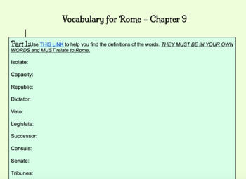 Preview of Academic Vocabulary for Rome