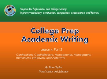 Preview of Academic Writing, Lesson 4 Part 2: Contractions, Capitalizations, Homophones...