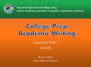 Preview of Academic Writing Lesson 4 Part 1: Words