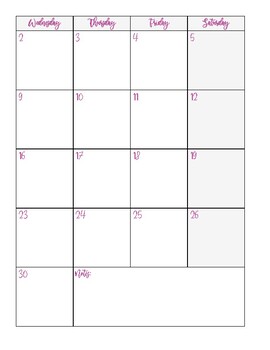 Academic Year Calendar - Pink Scheme by Melissa Mladek | TPT