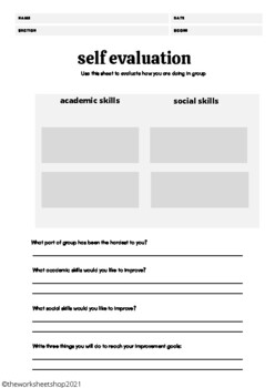 Preview of Academic and Social Self-Evaluation Activity