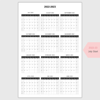 Academic calendar 2022-2023 printable, large wall calendar template ...