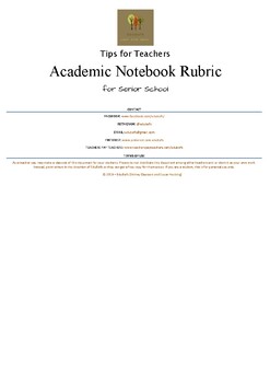 Preview of Academic notebook Rubric for Senior School