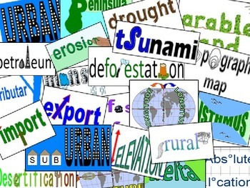Preview of Academic Vocabulary: Geography word wall & powerpoint
