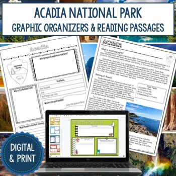 Preview of FREE Acadia National Park Reading Passage and Graphic Organizer