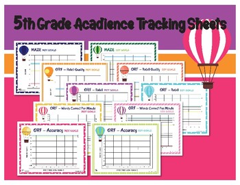 Preview of Acadience Data Progress Monitoring Tracking Sheets: 5th Grade Student Trackers