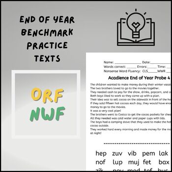 Preview of End of Year Oral Reading and Nonsense Word Fluency Practice
