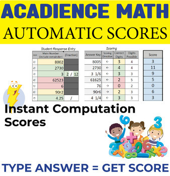 Preview of Acadience Math Instant Scoring Tool. (automatic scores and benchmarks) Acadiance