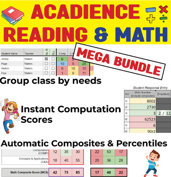 Preview of Acadience Reading & Math MEGA Bundle (class analysis, auto scores/percentiles)