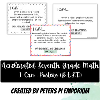 Preview of Accelerated 7th Grade Math I CAN... Statement Posters (B.E.S.T. Standards)