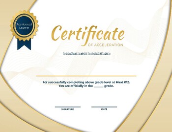 Preview of Accelerated Learner Certificate PDF