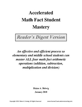 Preview of Accelerated Math Fact Student Mastery - Reader's Digest Version - FREE