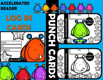 Preview of Accelerated Reader PUNCH  & LOG IN CARDS- MONSTERS!!