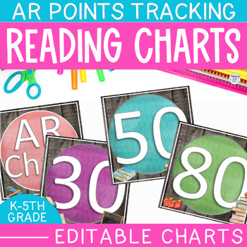 Preview of Accelerated Reader AR Tracker Reading Goal Setting Points Chart Multi-Color