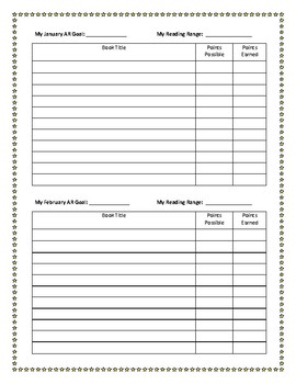 Preview of Accelerated Reader Chart ○ AR Goals Tracker