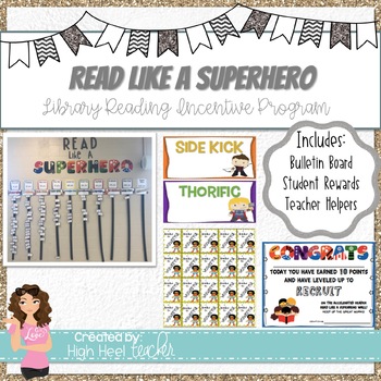 Preview of Superhero Library Reading Incentive Program | EDITABLE