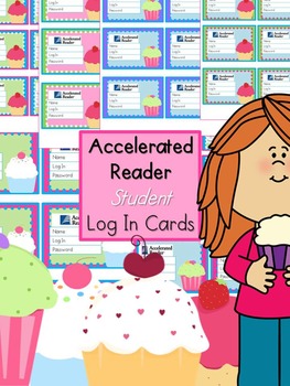 Preview of Accelerated Reader Log In Cards-Cupcakes