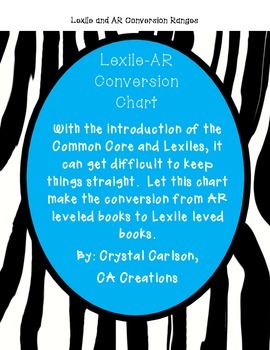 Preview of Accelerated Reader and Lexile Conversion Chart