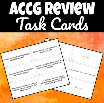 Preview of Acceleration Due to Gravity Task Card Flashcards