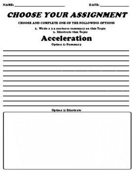 Preview of Acceleration UDL Choice Board Worksheet