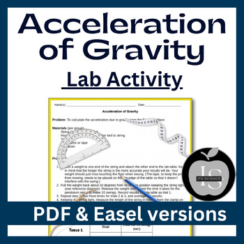 Preview of Acceleration of Gravity Lab Activity