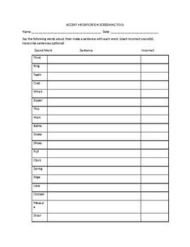 Preview of Accent Modification Screening Tool