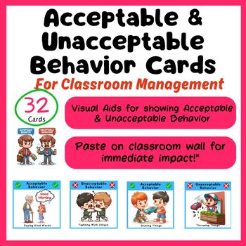 Preview of Acceptable & Unacceptable Behavior Cards | Classroom Management | Visual Aids