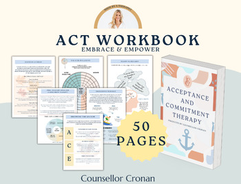 Preview of Acceptance commitment therapy worksheets, ACT, worries, anxiety, CBT, SEL