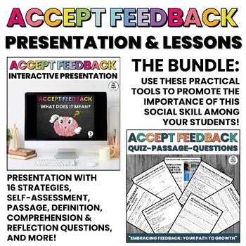 Preview of Accepting Feedback Lessons | Social Skills Activities | Presentation | BUNDLE