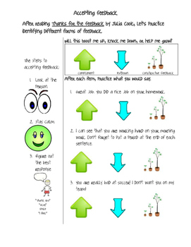 Accepting Feedback - lesson worksheet by Eliane Keyes TpT