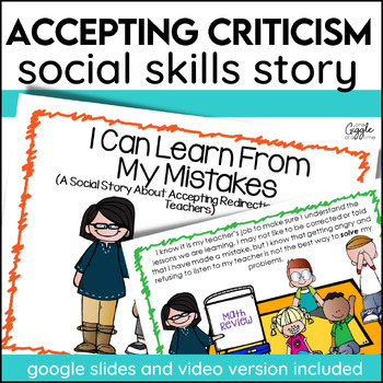 Preview of Accepting No Accepting Feedback Social Skills Story Social Emotional Learning