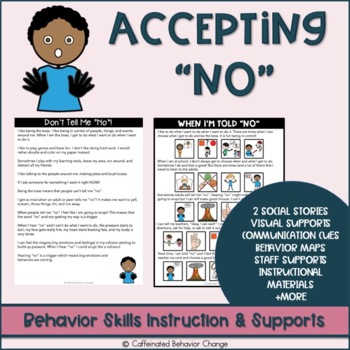 Preview of Accepting No Social Stories & Activities | Emotional Regulation