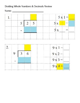Preview of Access Points Dividing Whole Numbers and Decimals Review