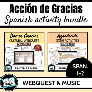 Preview of Acción de Gracias Thanksgiving Activity Bundle for Spanish Class
