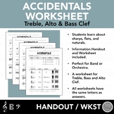 Music Accidentals Handout & Worksheet for Treble, Bass, & 