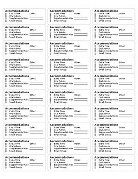 Accommodation Labels (Editable) by Crazy Ed Diag | TPT