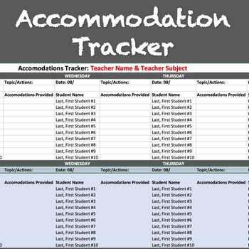 Preview of Accommodation Tracker