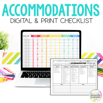 Preview of Accommodation Tracker | Accommodation Checklist | Data Tracking | Digital