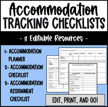 Preview of Accommodation Tracker - Checklist Resources - Editable!