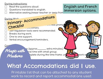 Preview of Accommodations Checklist. (quickly print and attach it to student work.)